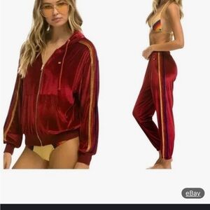 Aviator Nation Red Velour SET